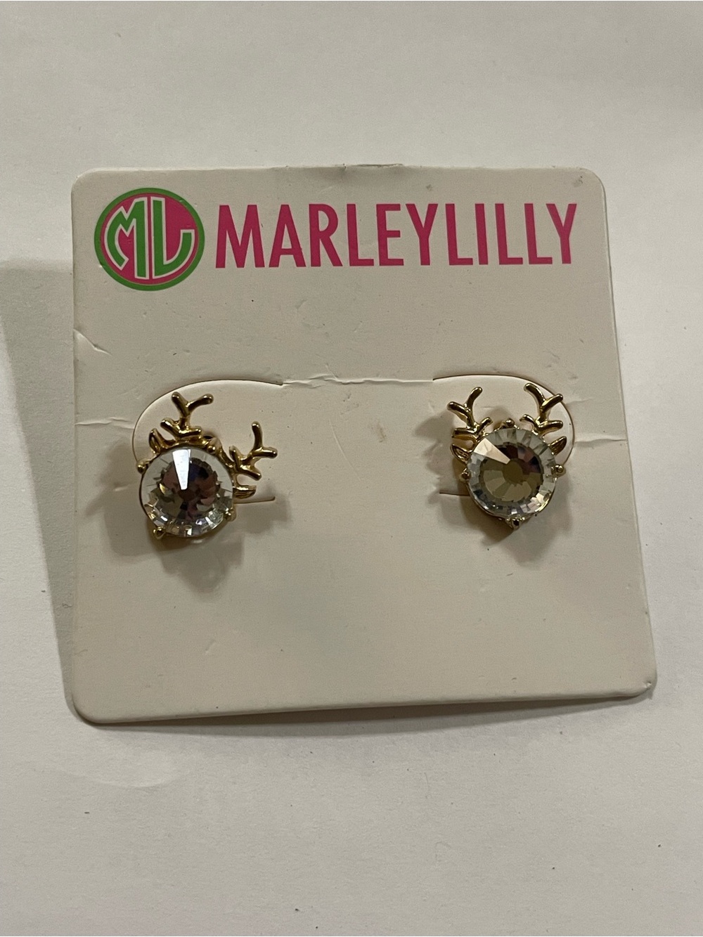 Marley Lilly Reindeer Pierced Earrings #9747 New On Card